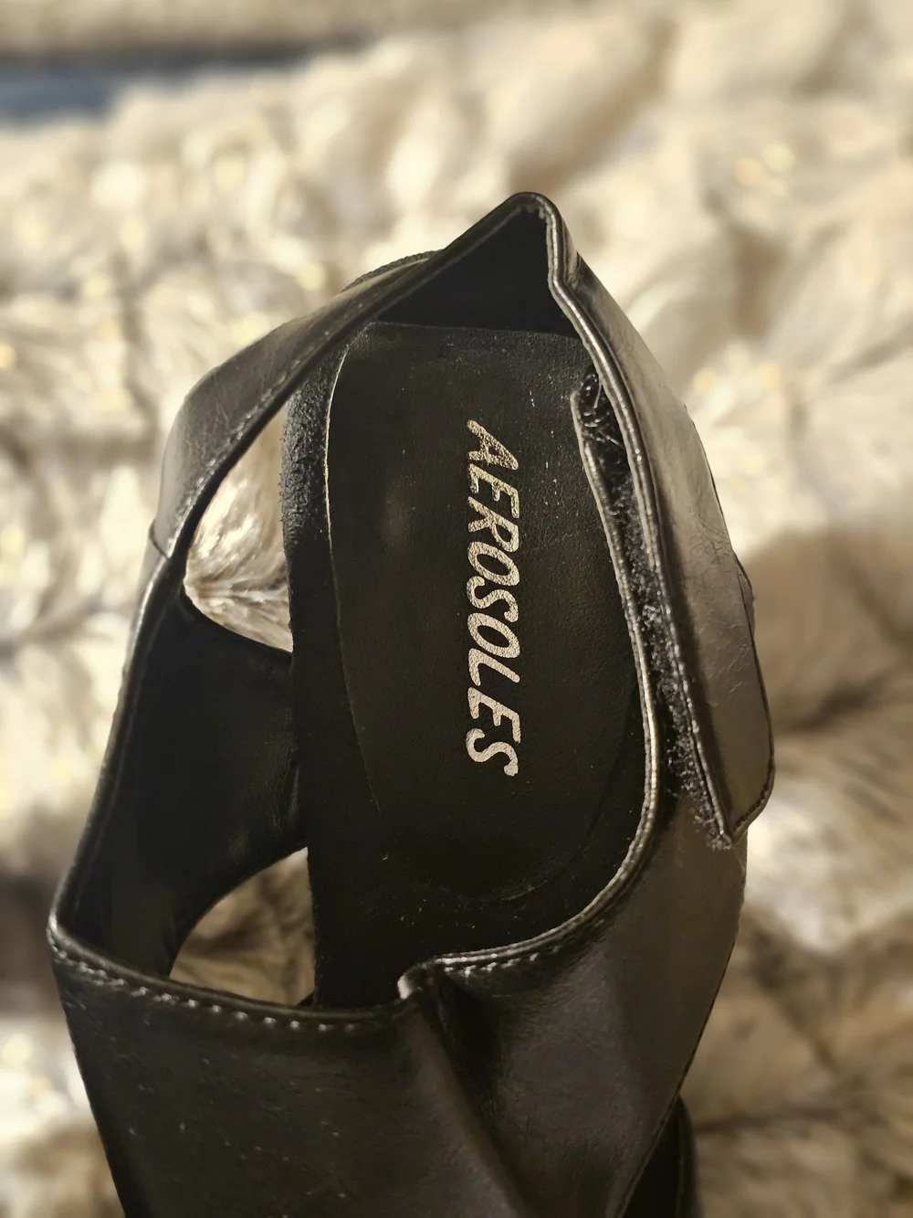 NWOT Aerosoles Black Open-Toe Heel Sandals - Picture 2 of 5